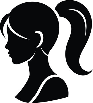 woman ponytail icon clean silhouette vector