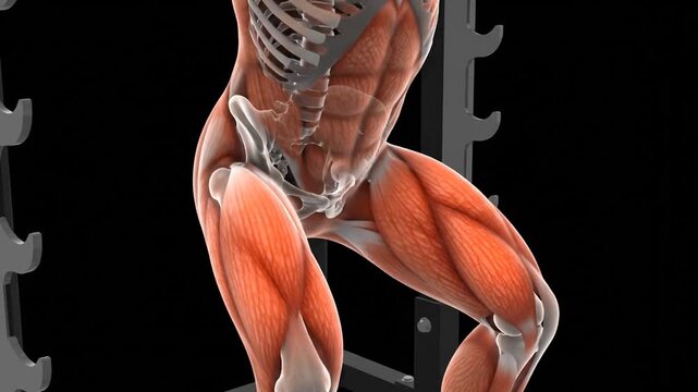 Squat Anatomy: Animated 3D Visualization of Muscles and Skeletal System