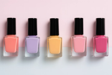 Pastel Nail Polish Bottles in a Minimal Arrangement