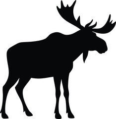 Obraz premium Moose Silhouette Vector Illustration Isolated on Transparent Background