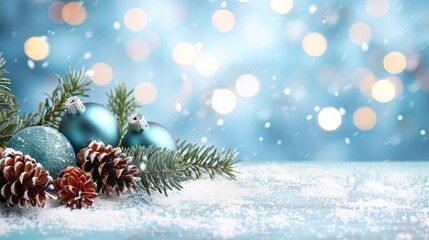 Winter scene with snow covered fir tree  merry christmas and happy new year greeting card design