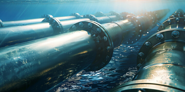 Underwater gas pipeline on seabed infrastructure - Powered by Adobe