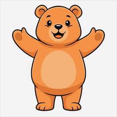 Naklejka premium Cheerful Cartoon Bear with Open Arms and a Friendly Expression.