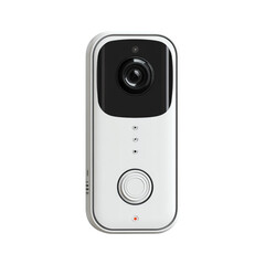 Smart doorbell with camera isolated on transparent background, featuring a sleek design for modern home security and convenient remote access