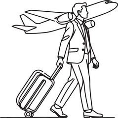 Successful business travel with modern airplane art