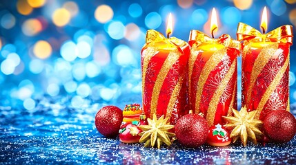 Wide-angle 16mm capturing cozy home glowing with candles holiday sweets and festive decorations