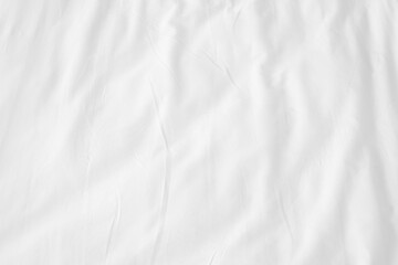 Abstract White Bedding Sheets or White wrinkled fabric background texture and Texture with copy-space :Creased or wrinkled white fabric,Soft focus