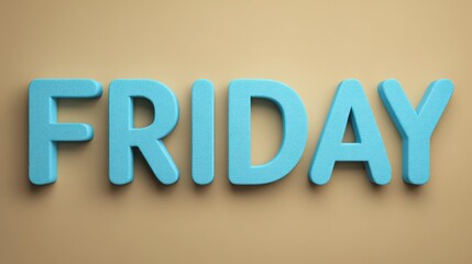 Blue Foam Letters Spelling Out Friday on Simple Brown Background