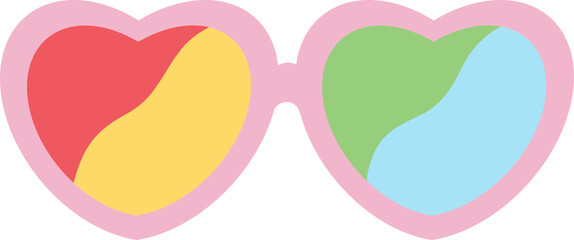 lgbt pride colorful rainbow flag on heart sunglasses shape vector illustration