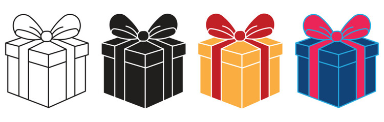 Gift box icons set. Surprise package. Parcel pack. Gift box for the holiday. Abstract Gift Boxes Collection Set logo Vector Design Icons Symbol Illustration. vector illustration.