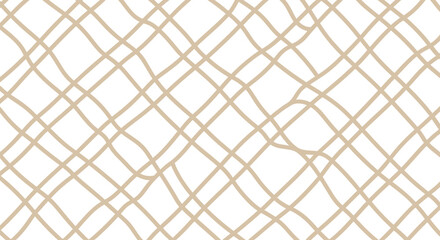 Abstract beige lines create a wavy grid pattern on a white surface, offering a minimalist and.