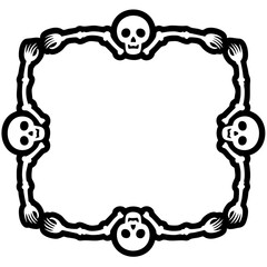 Halloween square frame made of skeleton arms and skulls, spooky bone border for horror