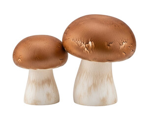 Two brown mushrooms transparent background cutout png