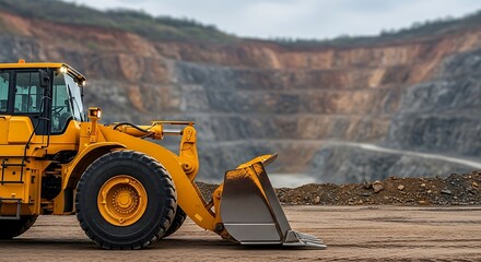 Heavy Yellow Wheel Loader Parked