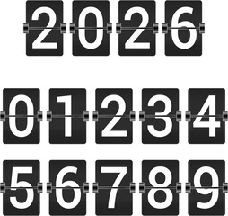 2026 Happy new year countdown. Happy new year 2026 vector illustration with counter. Electric meter with numbers. Display of odometer. Dial with watt.