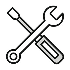 Crossed wrench and screwdriver icon for tools and repair
