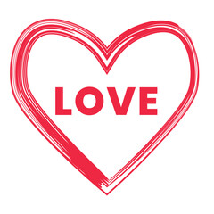 Minimal Love Heart Brush Stroke Vector — Romantic Valentine Typography Design for Cards, Posters, and Wedding 