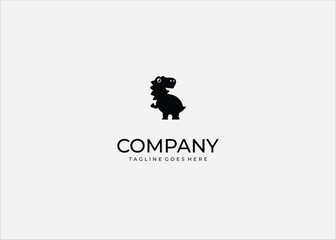 Cute T-Rex Dinosaur Silhouette: Cartoon Dino Mascot Icon, Black Vector for Kids, Jurassic, and Prehistoric Design. © Rusa