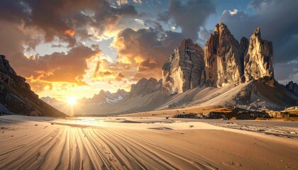 Naklejka premium sunrise in the mountains