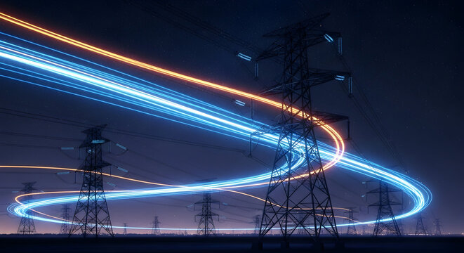 Futuristic Data Network: Dynamic Fiber Optic Waves and Digital Sparks