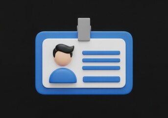 3d rendered identification card with user icon and text fields