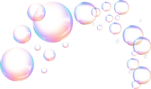 Soap bubbles Realistic illustration of set of flying soap bubbles on transparent background Realistic soap bubbles with rainbow reflection set of isolated Set of multicoloured soap bubbles