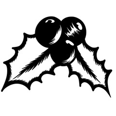 Christmas Holly Line Art