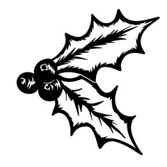 Christmas Holly Line Art