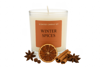 Scented candle featuring winter spices for aromatherapy