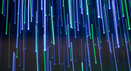 Abstract Digital Streaks of Light Falling in the Darkness