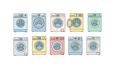 Washing Machine Icon Set – Laundry Appliance Collection