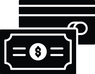 Editable; Premium Quality Adobe Illustrator Artwork; Silhouette Design - Illustrative Representation of Money and Credit Card Payment Method Icon