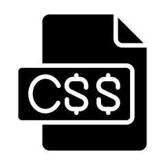 Premium Quality Editable, Adobe Illustrator Artwork, Silhouette Design - Black and White CSS File Icon Representation for Web Development