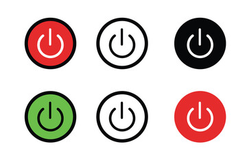 On off button icon. Set of power buttons with red and green color button. vector illustration