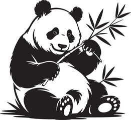 Obraz premium Adorable Panda Bear Enjoying Bamboo Vector Illustration for Wildlife and Conservation Projects and Graphic Design Elements
