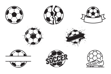 Soccer Ball Grunge Vector Icons Set