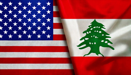 アメリカの国旗とレバノンの国旗(USA Flag & Lebanon flag.)

