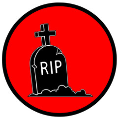 Halloween icon spooky red tombstone grave with cross horror punk goth emo transparent  background