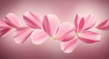 Obraz premium Delicate Pink Flower Petals Gently Floating Down in Soft Light