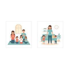 Fototapeta premium Heartwarming Family Prayer Moments for Togetherness and Blessings