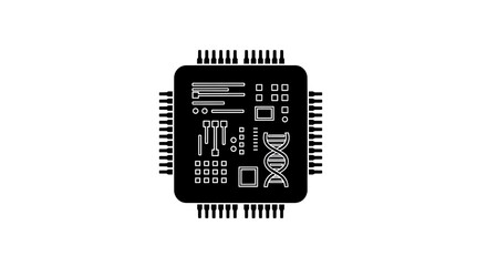 Integrated circuit chip on white background