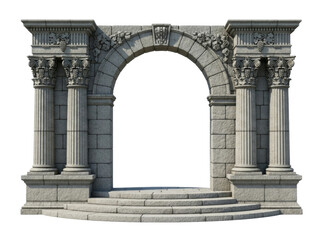 Obraz premium Ancient roman archway with columns transparent background cutout png