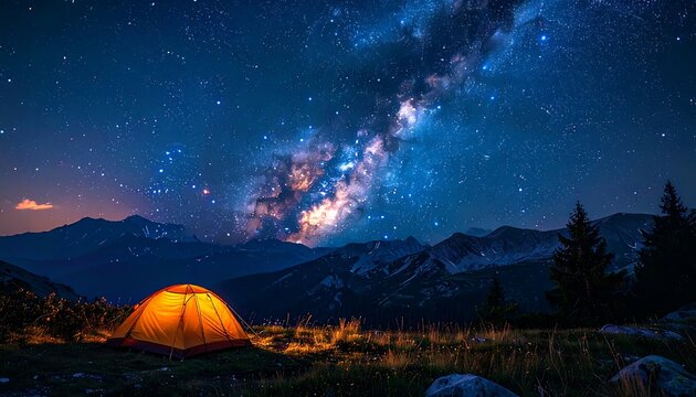 Camping Under the Stars A Nighttime Adventure with the Milky Way
