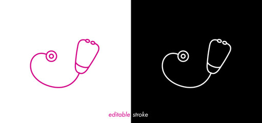 Medical stethoscope design set on white and black background. Healthcare symbol to use in health industry, cardiology, medical care, hospital, health science projects.