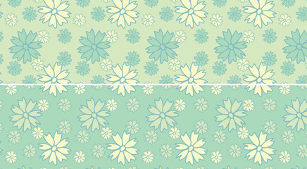Soft pastel abstract floral seamless pattern in mint and cream variations