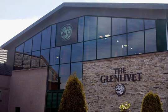 Ballindalloch, Speyside, Scotland - May 12 2017: The Glenlivet whisky distillery in the Speyside