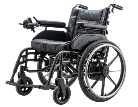  Contemporary Motorized Wheelchair with Adjustable Seat and Control Panel isolated on transparent background PNG