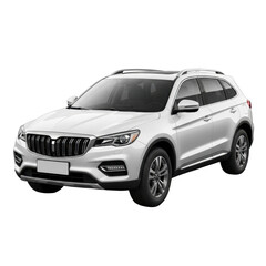 Modern white sport utility vehicle isolated on a plain background.