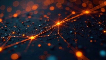 High End Consulting Services Abstract Flow of Data and Strategy An abstract, flowing visualization of interconnected lines and glowing nodes representing data and strategy. The scene is illuminated by