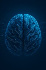 A glowing futuristic AI brain made of data and particles &mdash; symbolizing intelligence, innovation and technology.
